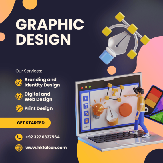 Purple and Yellow Modern 3D Graphic Design Service Instagram Post